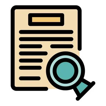 Magnifying glass exploring text document for information retrieval Stock Illustration