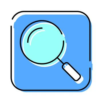 Magnifying glass exploring web interface finding information Stock Illustration