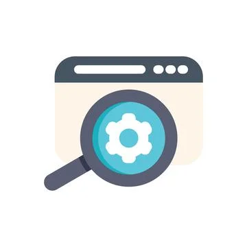 Magnifying glass exploring website configuration settings 스톡 일러스트