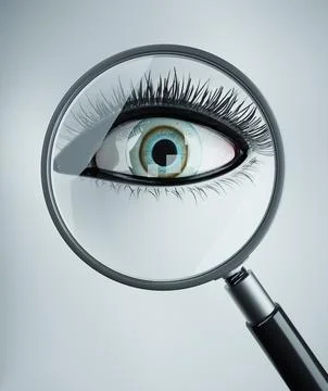 Magnifying glass to an eye. Stock Illustration