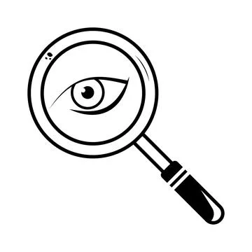 Magnifying Glass with Eye Inside Vector Illustration Stock Illustration
