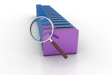 Magnifying glass with file folder Free Stock Illustration