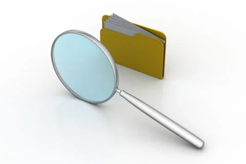 Magnifying glass with file folder Free Stock Illustration