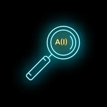 Magnifying glass finding ai text, artificial intelligence concept Stock Illustration