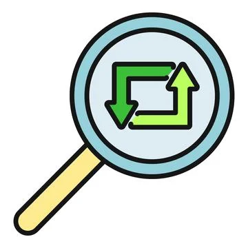 Magnifying glass finding arrows forming a recycle symbol Stock Illustration