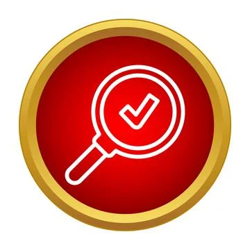 Magnifying glass finding check mark in red circle Stockillustratie