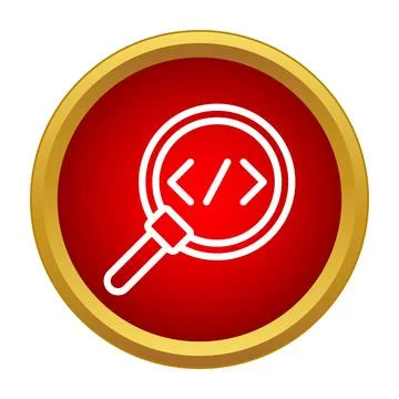 Magnifying glass finding coding errors and searching software イラスト素材