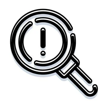 Magnifying glass finding exclamation point alert icon Stockillustratie