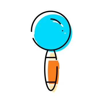 Magnifying glass finding information in a simple line art Stockillustratie