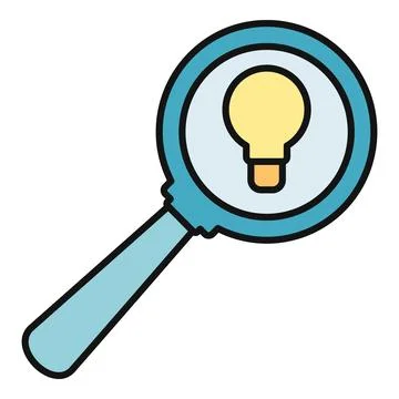 Magnifying glass finding a light bulb idea concept Stockillustratie