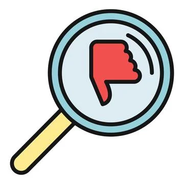 Magnifying glass finding negative result expressing disapproval Stock Illustration
