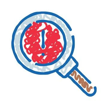 Magnifying glass finding problem with red tangled lines イラスト素材