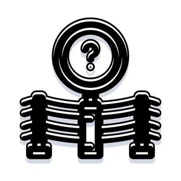 Magnifying glass finding question mark behind barrier イラスト素材