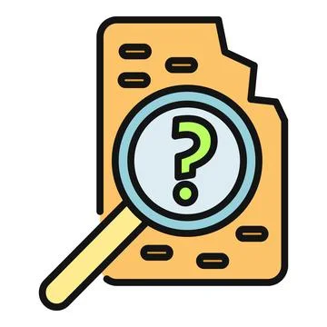 Magnifying glass finding question mark on document file Stock Illustration
