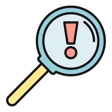 Magnifying glass finding red exclamation mark symbol Stockillustratie