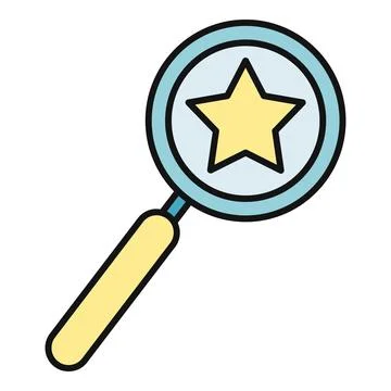 Magnifying glass finding star icon for favorite search Illustrazione stock