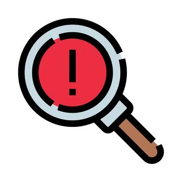 Magnifying glass finding system error alert icon Stock Illustration