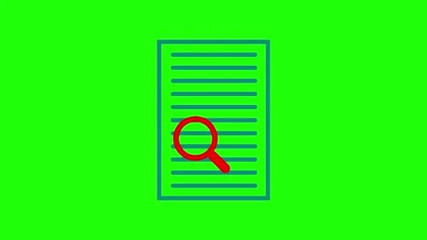 Magnifying glass finds text on document footage motion dynamic search analysi Stock Footage 336476158