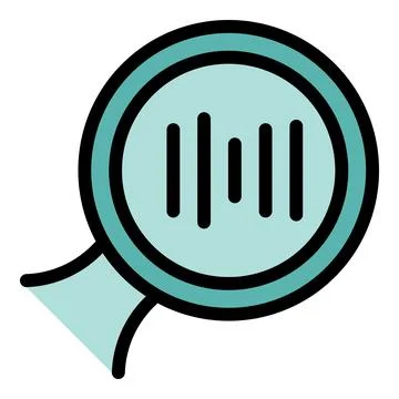 Magnifying glass focusing on bar code icon vector outline Stock-Illustration