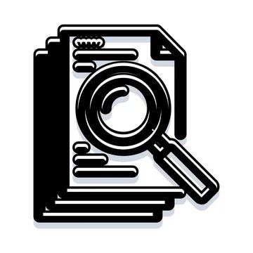Magnifying glass focusing on document for data analysis Stock Illustration