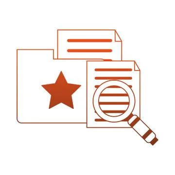 Magnifying glass on folder with documents red lines Stock Illustration
