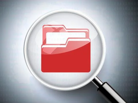 Magnifying glass with folder icon Illustrazione stock