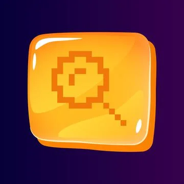 Magnifying glass glossy ui button with pixelated icon 스톡 일러스트