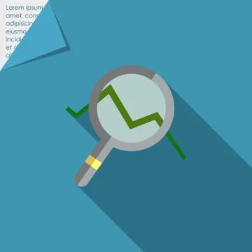 Magnifying glass with graph Stock Illustration
