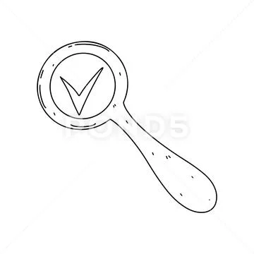 Magnifying glass. Hand drawn doodle style. Vector illustration isolated ...