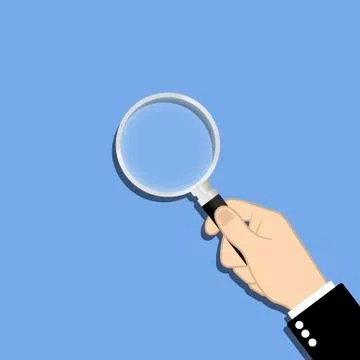 Magnifying glass in hand icon flat on isolated background. EPS 10 vector Stock Illustration