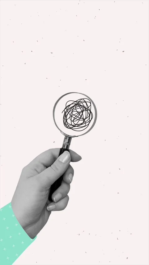 Magnifying glass in hand. Vertical animation in a contemporary collage style Stock Footage 337119836