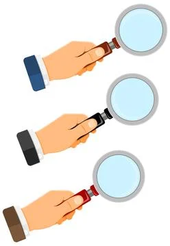 Magnifying Glass in Hands Stock Illustration