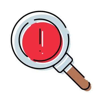 Magnifying glass highlighting problem alert finding issue Stock Illustration