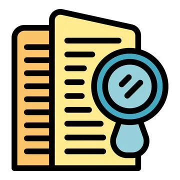 Magnifying glass hovering over documents representing due diligence Ilustração Stock