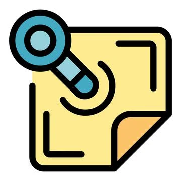 Magnifying glass hovering over sticky note, examining document content Ilustração Stock