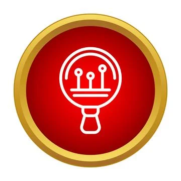 Magnifying glass icon analyzing circuit board elements Stock Illustration