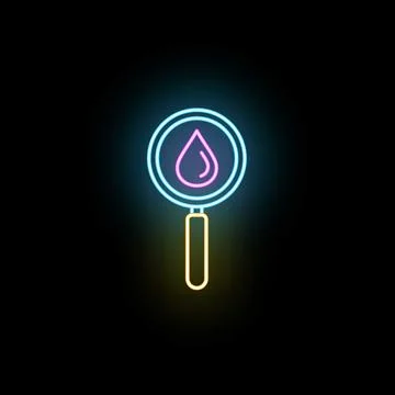 Magnifying glass icon analyzing liquid drop Illustrazione stock