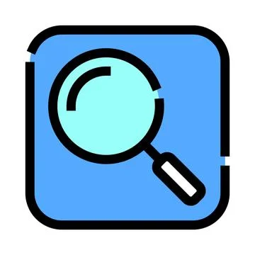 Magnifying glass icon finding information online Illustrazione stock