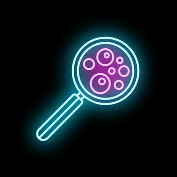 Magnifying glass icon visualizing microscopic organisms and research Stock Illustration
