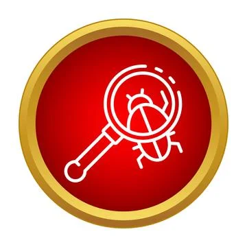 Magnifying glass identifying computer bug outline icon Stockillustratie