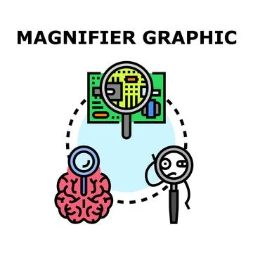 Magnifying glass identifying problem, analysis, and solution concept Stockillustratie