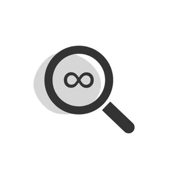 Magnifying glass infinity isolated web icon Stock Illustration