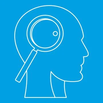 Magnifying glass inside human head icon Stock Illustration