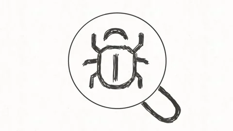 Magnifying Glass Inspecting Bug – Cybersecurity Threat Detection Animation Stock-Footage 342018318