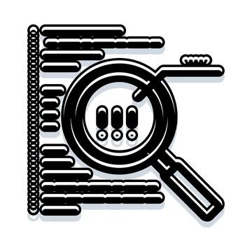 Magnifying glass inspecting code for potential errors 库存插图