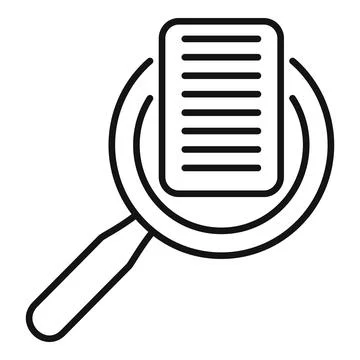 Magnifying glass inspecting document icon Illustrazione stock