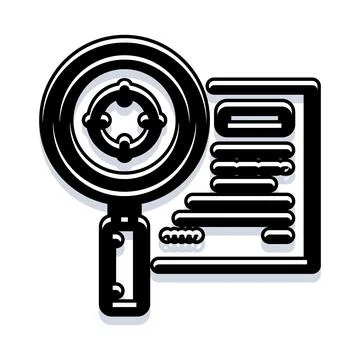 Magnifying glass inspecting document for research and audit Stock Illustration