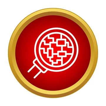 Magnifying glass inspecting microchip circuit board technology 库存插图