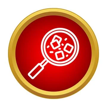 Magnifying glass inspecting small cubes and particles Illustrazione stock