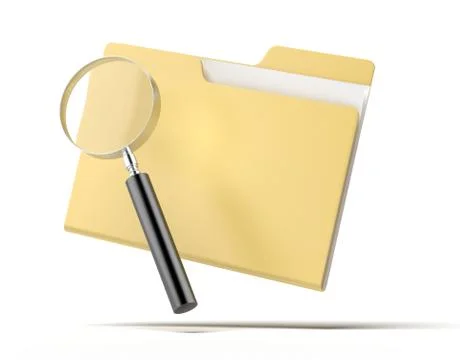 Magnifying Glass inspects a folder 스톡 일러스트